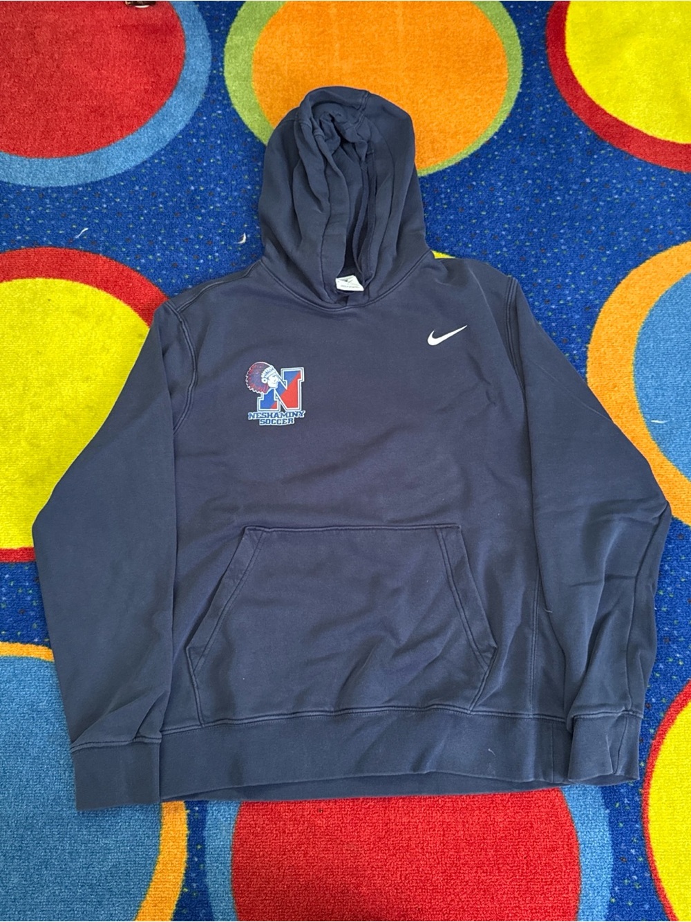 Nike Navy Hooded Sweatshirt with White Swoosh and Team Patch